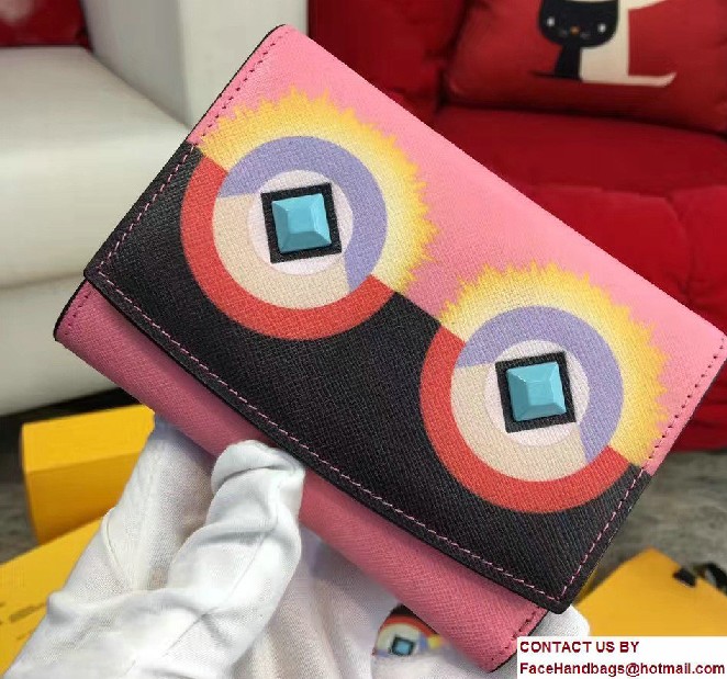 Fendi Multicolored Print And Plexiglass Studs Crayons Small Flap Wallet 2016