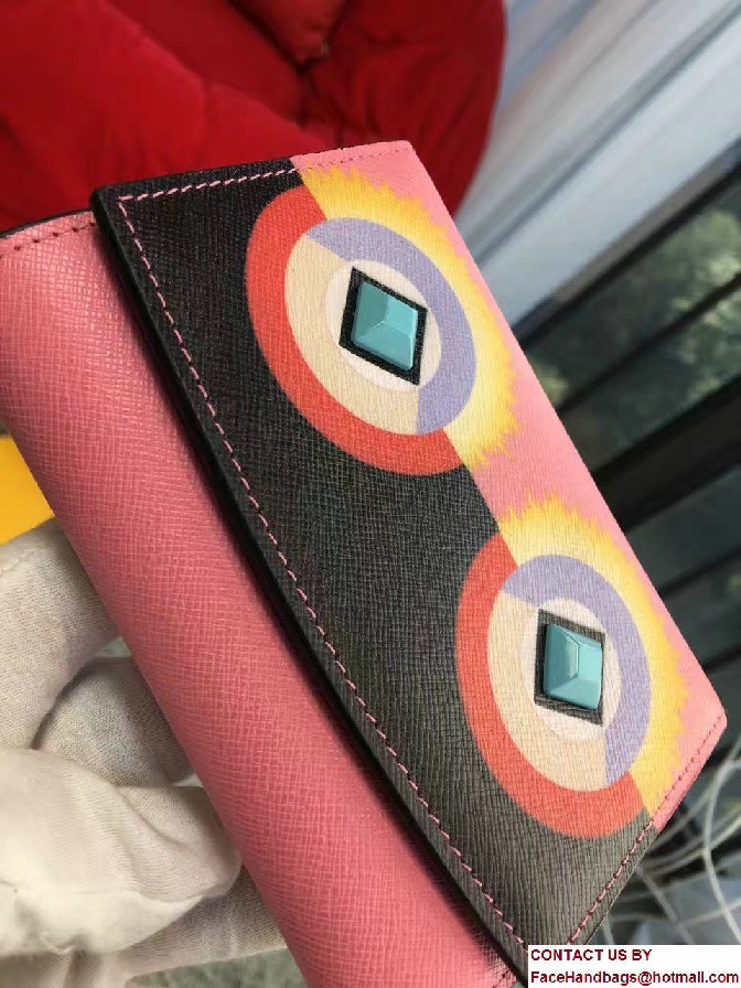 Fendi Multicolored Print And Plexiglass Studs Crayons Small Flap Wallet 2016