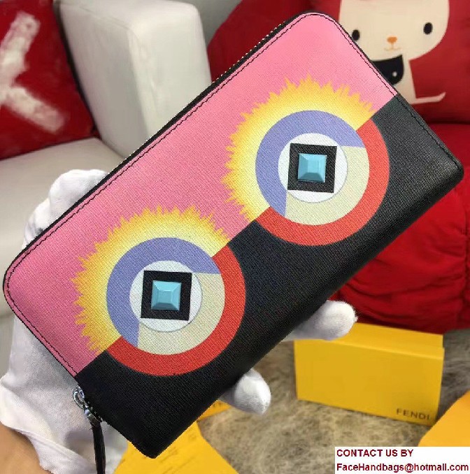 Fendi Multicolored Print And Plexiglass Studs Crayons Zip-Around Wallet 2016 - Click Image to Close