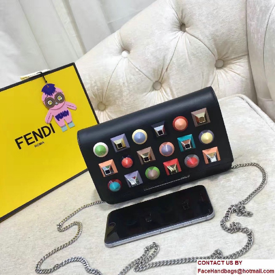 Fendi Multicolored Rainbow Studs Wallet On Chain Bag Black 2017