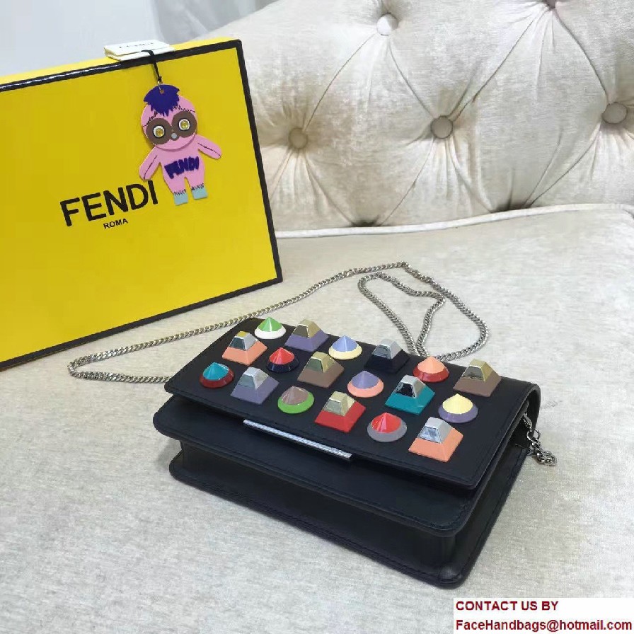 Fendi Multicolored Rainbow Studs Wallet On Chain Bag Black 2017