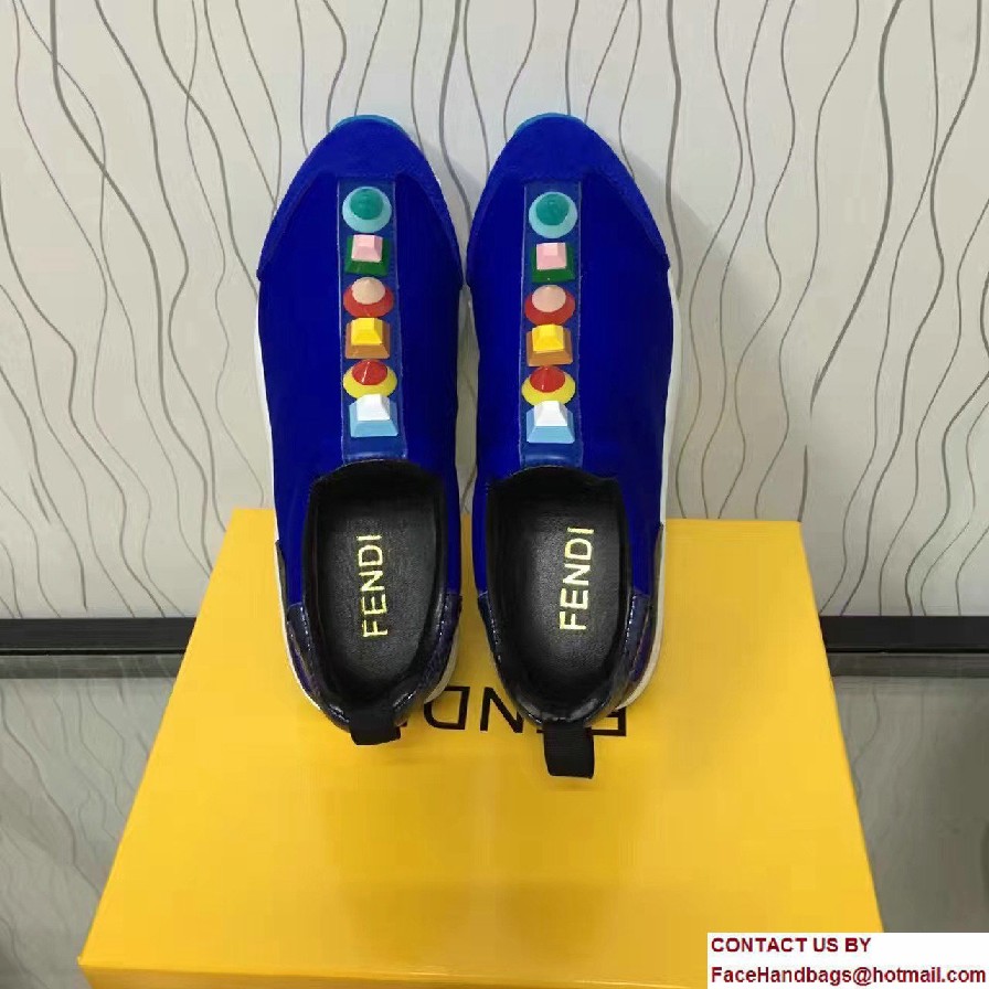 Fendi Multicolored Studs Fabric Sneakers Blue 2017