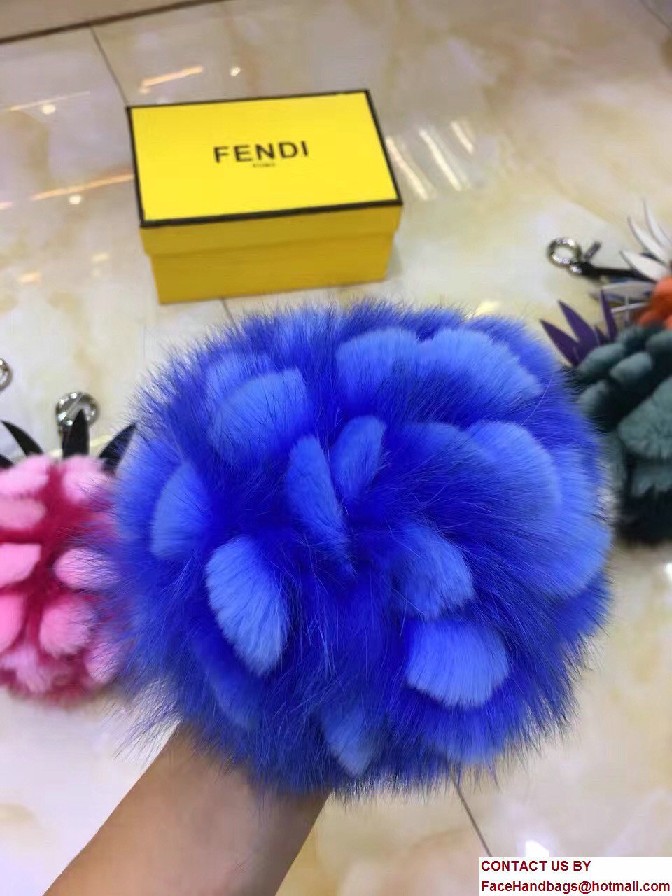 Fendi Pineapple Fox Fur Bag Charm Blue Runway 2017