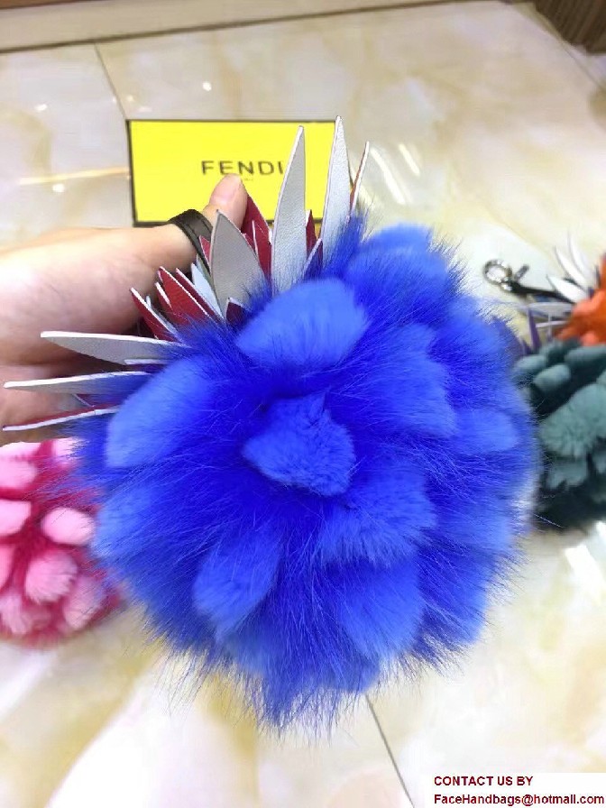 Fendi Pineapple Fox Fur Bag Charm Blue Runway 2017