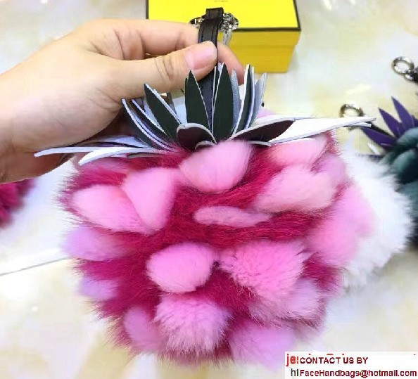 Fendi Pineapple Fox Fur Bag Charm Fuchsia/Pink Runway 2017