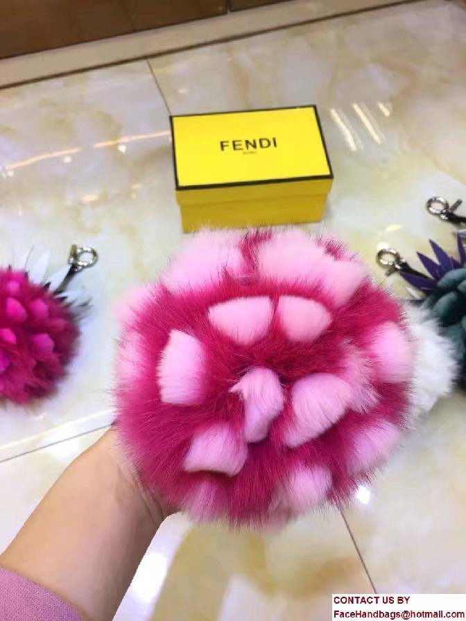 Fendi Pineapple Fox Fur Bag Charm Fuchsia/Pink Runway 2017