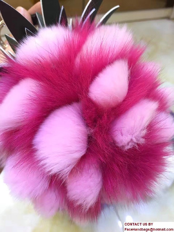 Fendi Pineapple Fox Fur Bag Charm Fuchsia/Pink Runway 2017