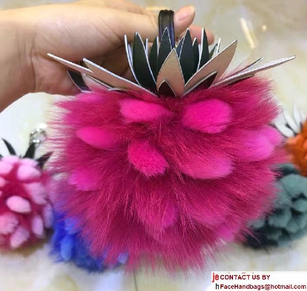 Fendi Pineapple Fox Fur Bag Charm Fuchsia Runway 2017 - Click Image to Close