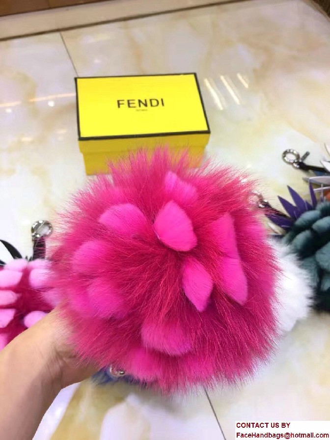 Fendi Pineapple Fox Fur Bag Charm Fuchsia Runway 2017