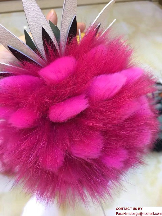 Fendi Pineapple Fox Fur Bag Charm Fuchsia Runway 2017