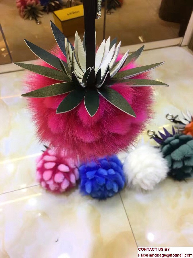 Fendi Pineapple Fox Fur Bag Charm Fuchsia Runway 2017