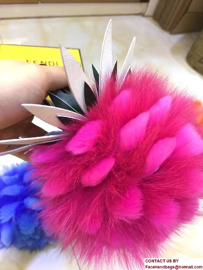 Fendi Pineapple Fox Fur Bag Charm Fuchsia Runway 2017