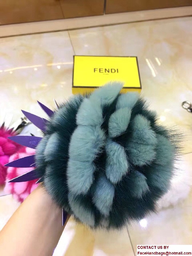 Fendi Pineapple Fox Fur Bag Charm Green Runway 2017