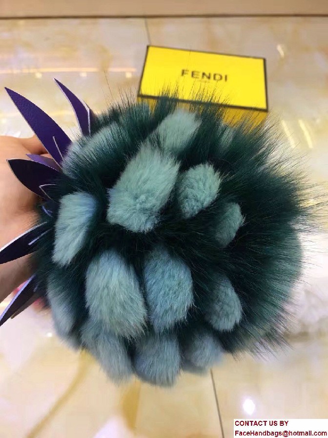 Fendi Pineapple Fox Fur Bag Charm Green Runway 2017