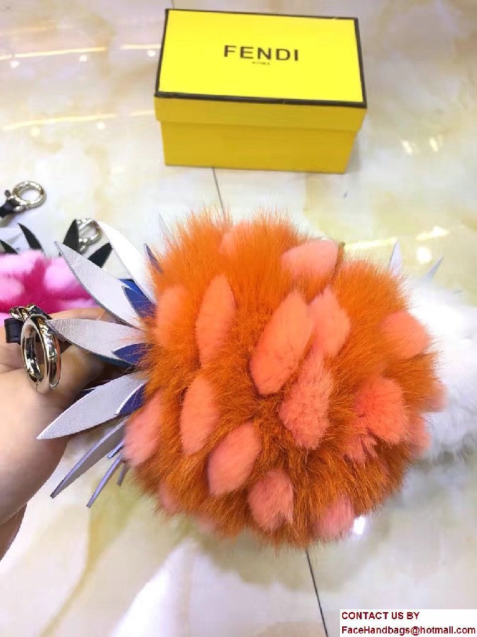 Fendi Pineapple Fox Fur Bag Charm Orange Runway 2017