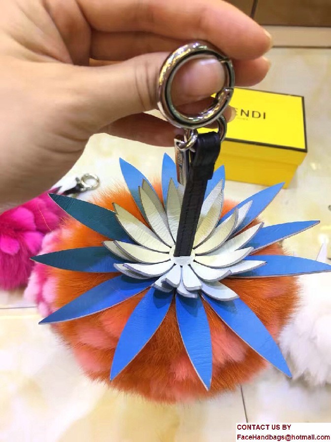 Fendi Pineapple Fox Fur Bag Charm Orange Runway 2017