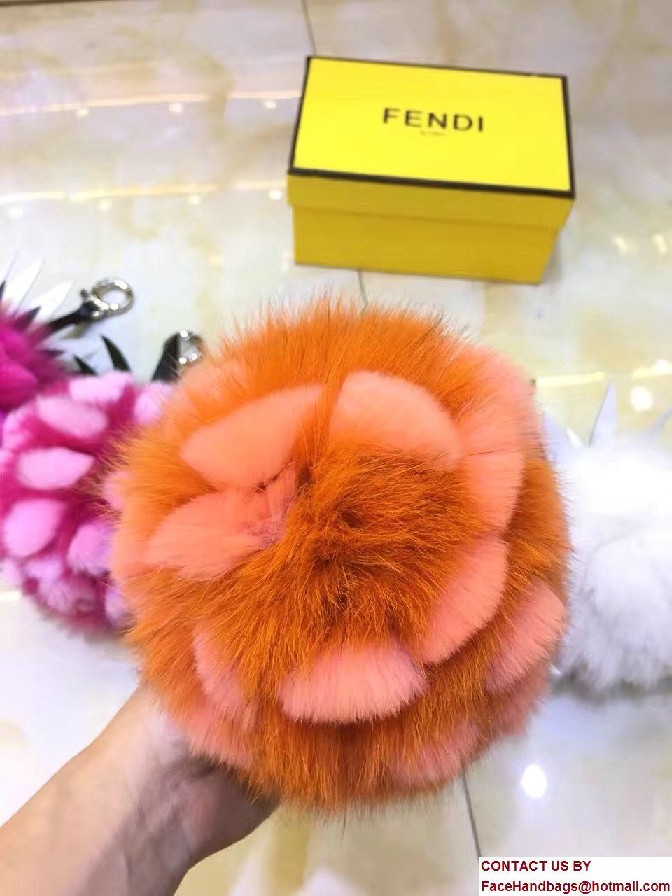 Fendi Pineapple Fox Fur Bag Charm Orange Runway 2017