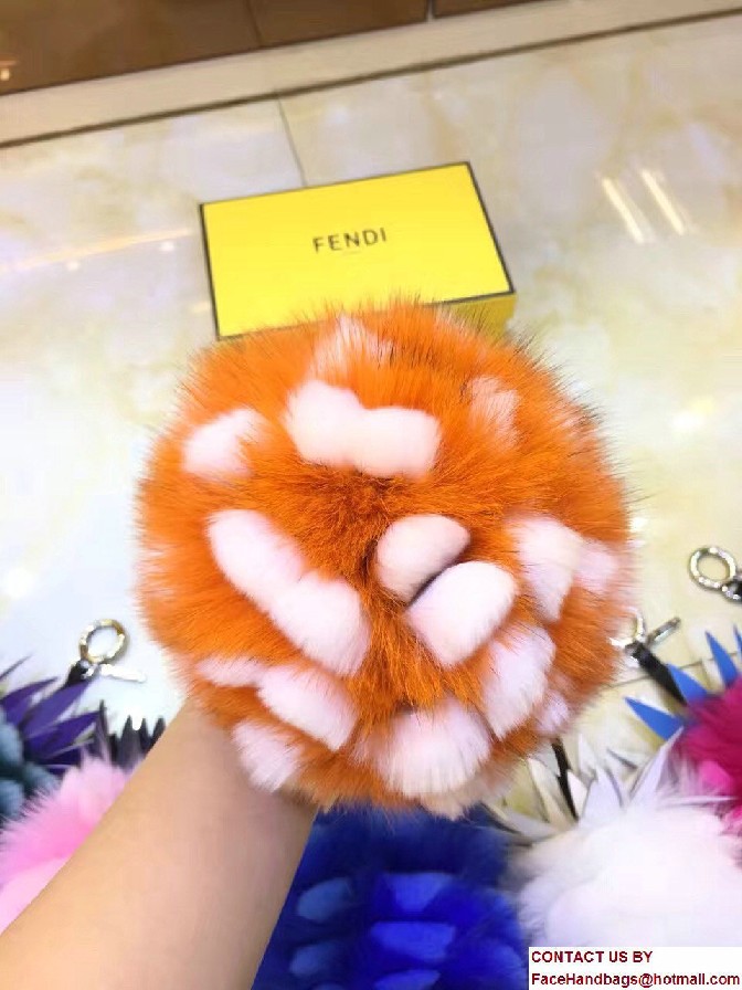 Fendi Pineapple Fox Fur Bag Charm Orange/White Runway 2017