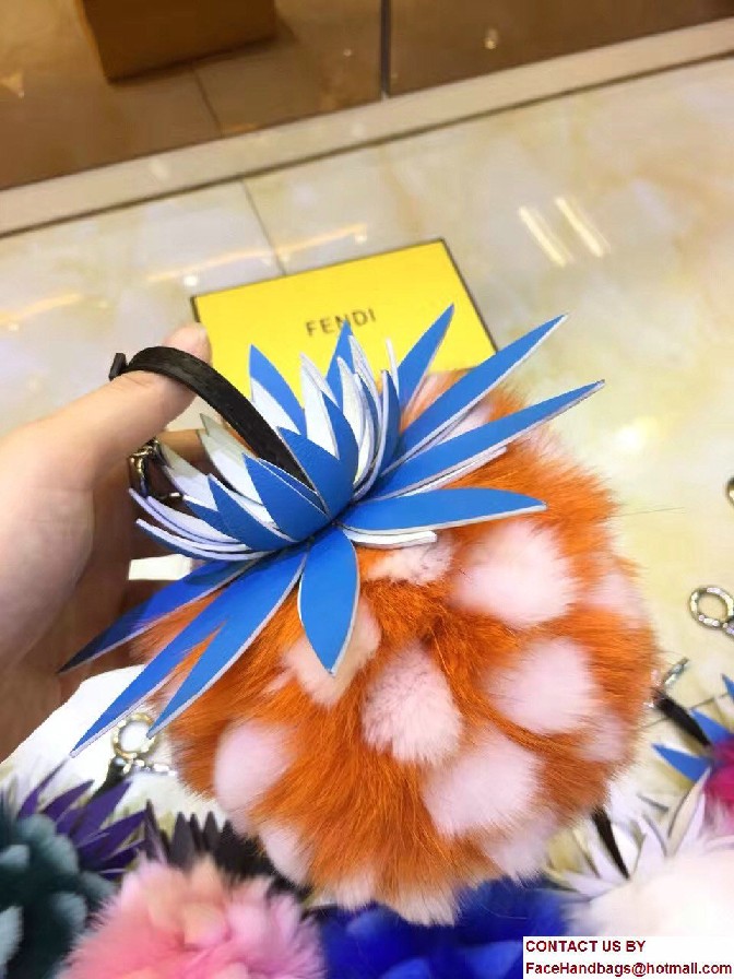 Fendi Pineapple Fox Fur Bag Charm Orange/White Runway 2017