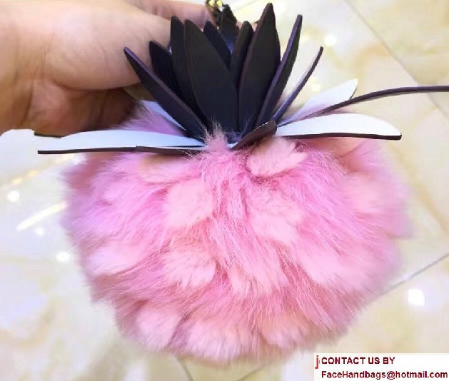 Fendi Pineapple Fox Fur Bag Charm Pink Runway 2017 - Click Image to Close