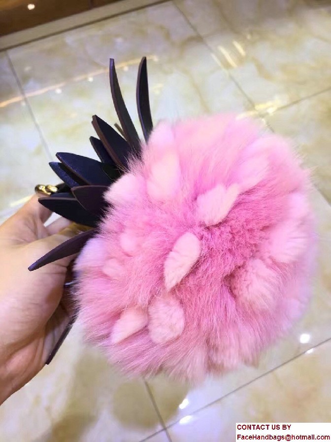 Fendi Pineapple Fox Fur Bag Charm Pink Runway 2017