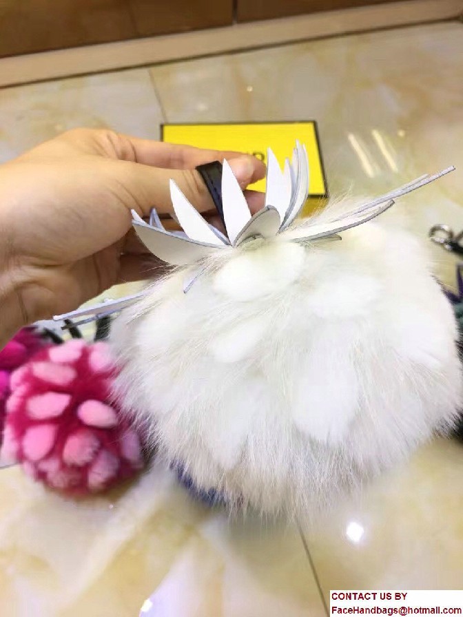 Fendi Pineapple Fox Fur Bag Charm White Runway 2017