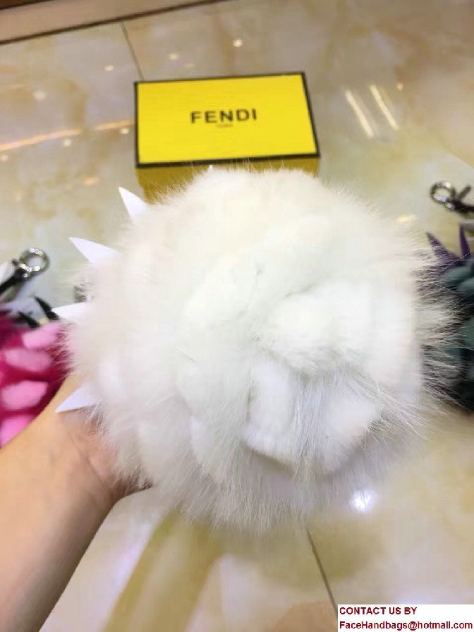 Fendi Pineapple Fox Fur Bag Charm White Runway 2017