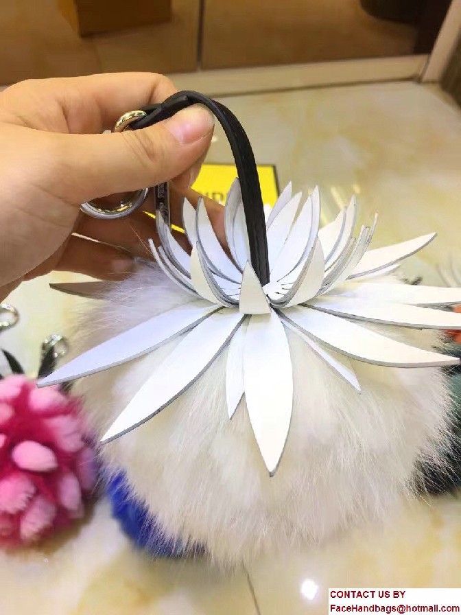 Fendi Pineapple Fox Fur Bag Charm White Runway 2017