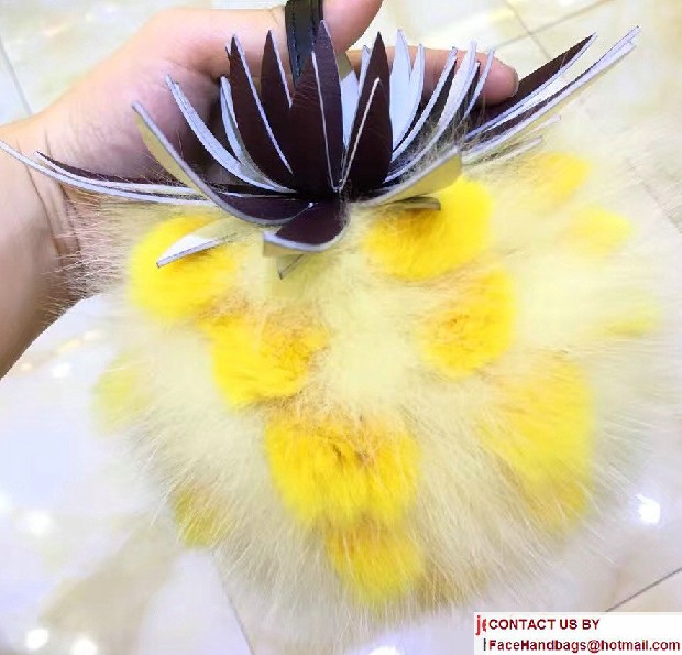 Fendi Pineapple Fox Fur Bag Charm Yellow Runway 2017