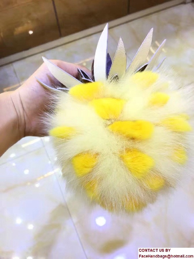 Fendi Pineapple Fox Fur Bag Charm Yellow Runway 2017