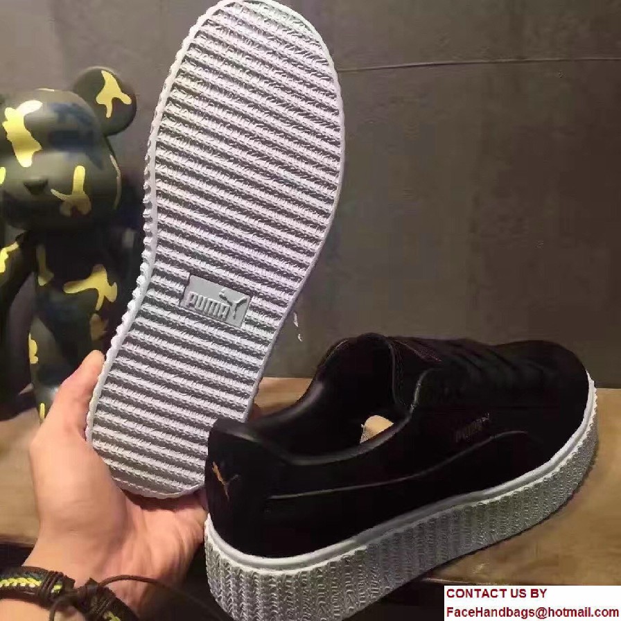 Fenty Puma Suede Creeper Lovers Sneakers Black/White 01 by Rihanna 2016