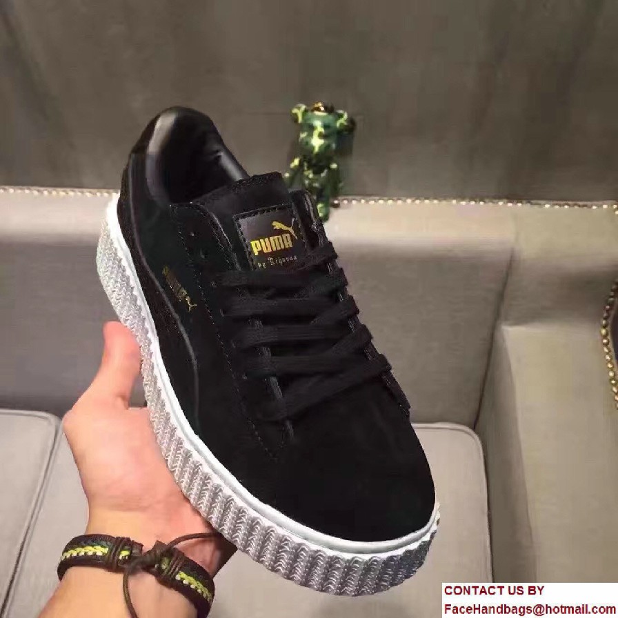 Fenty Puma Suede Creeper Lovers Sneakers Black/White 01 by Rihanna 2016