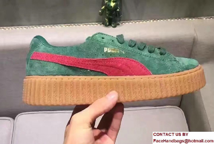 Fenty Puma Suede Creeper Lovers Sneakers Green by Rihanna 2016