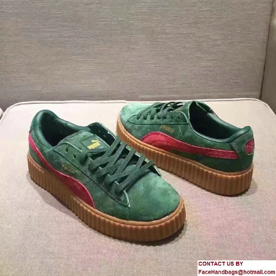 Fenty Puma Suede Creeper Lovers Sneakers Green by Rihanna 2016