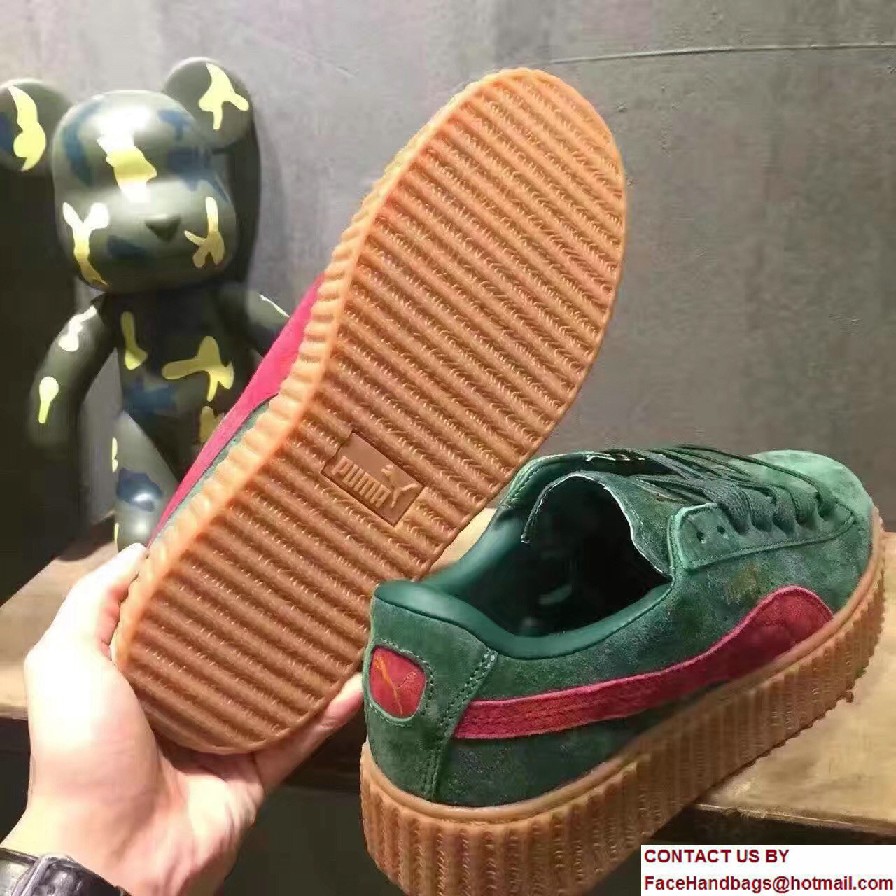 Fenty Puma Suede Creeper Lovers Sneakers Green by Rihanna 2016