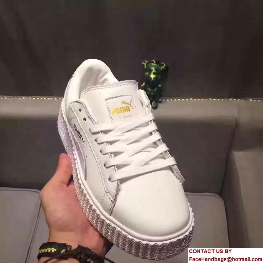 Fenty Puma Suede Creeper Lovers Sneakers White 01 by Rihanna 2016