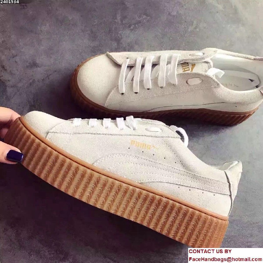 Fenty Puma Suede Creeper Sneakers White by Rihanna 2016