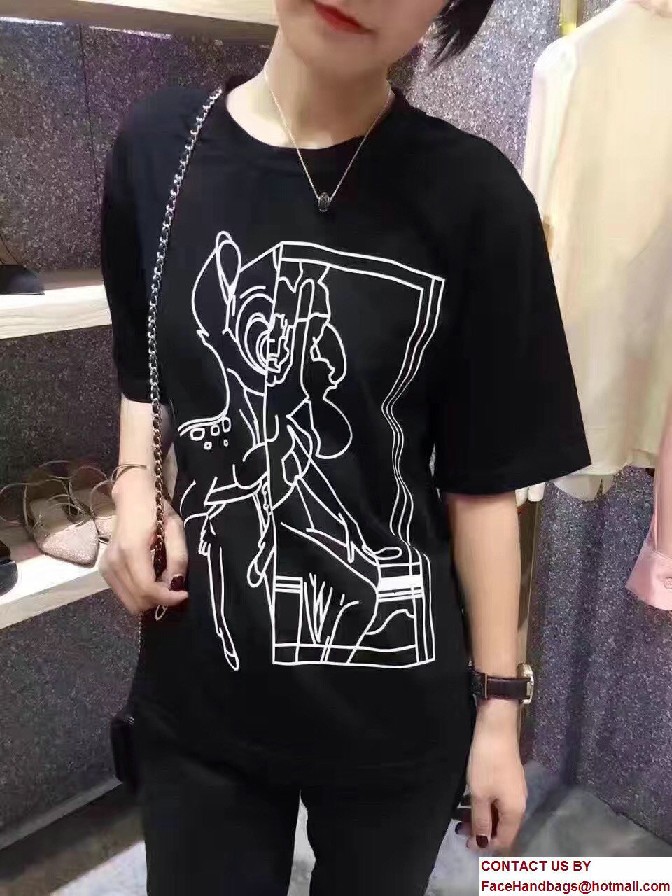 Givenchy Bambi Print Cotton T-Shirt Black 2017