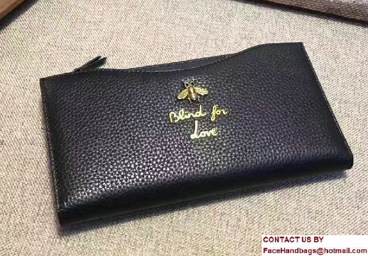 Gucci Animalier Bee And Blind For Love Travel Document Case 456683 Black 2017