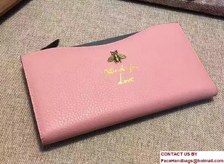 Gucci Animalier Bee And Blind For Love Travel Document Case 456683 Pink/Gray 2017 - Click Image to Close