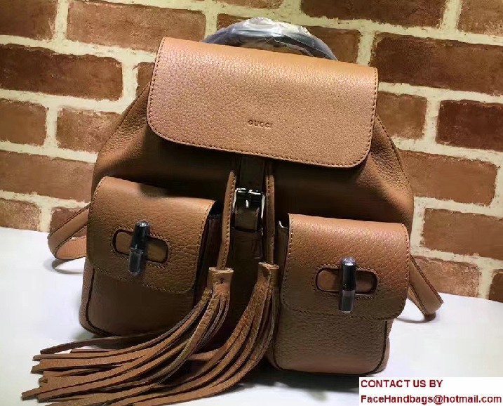 Gucci Bamboo Leather Backpack 370833 Brown