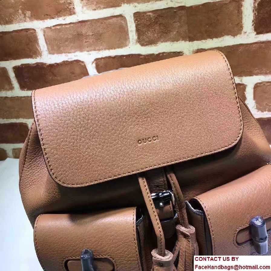 Gucci Bamboo Leather Backpack 370833 Brown