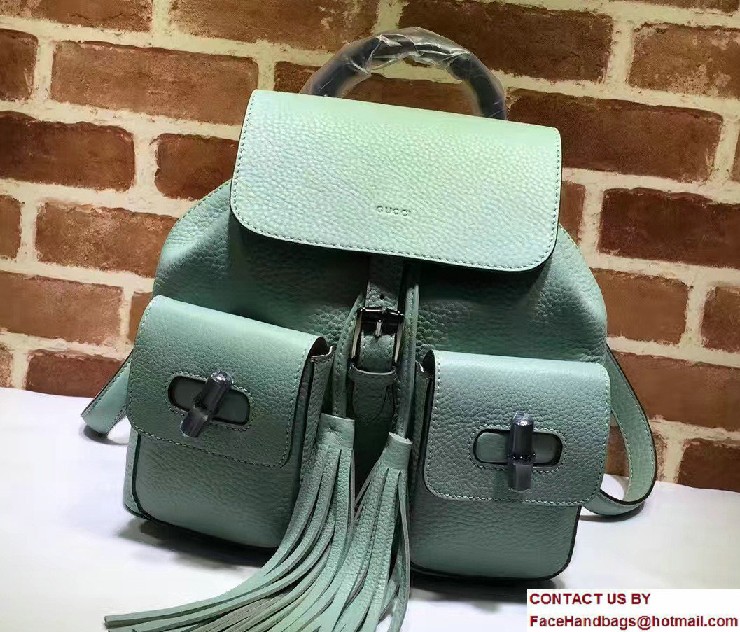 Gucci Bamboo Leather Backpack 370833 Light Green - Click Image to Close