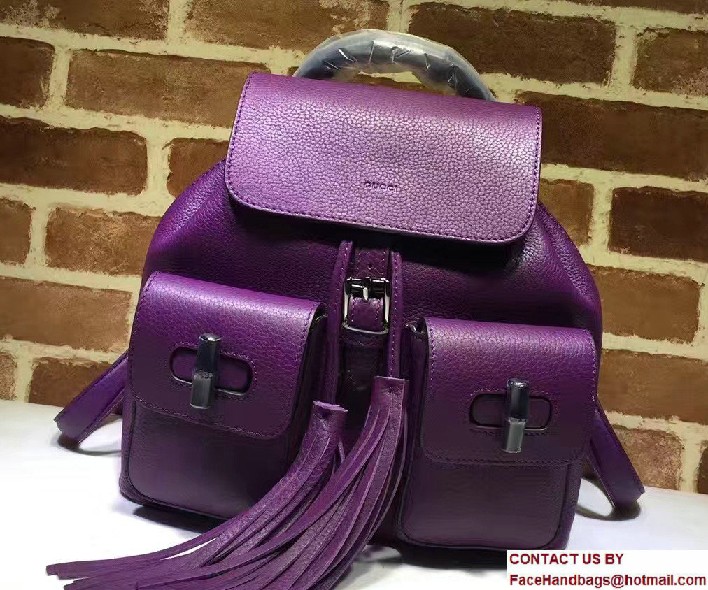 Gucci Bamboo Leather Backpack 370833 Purple