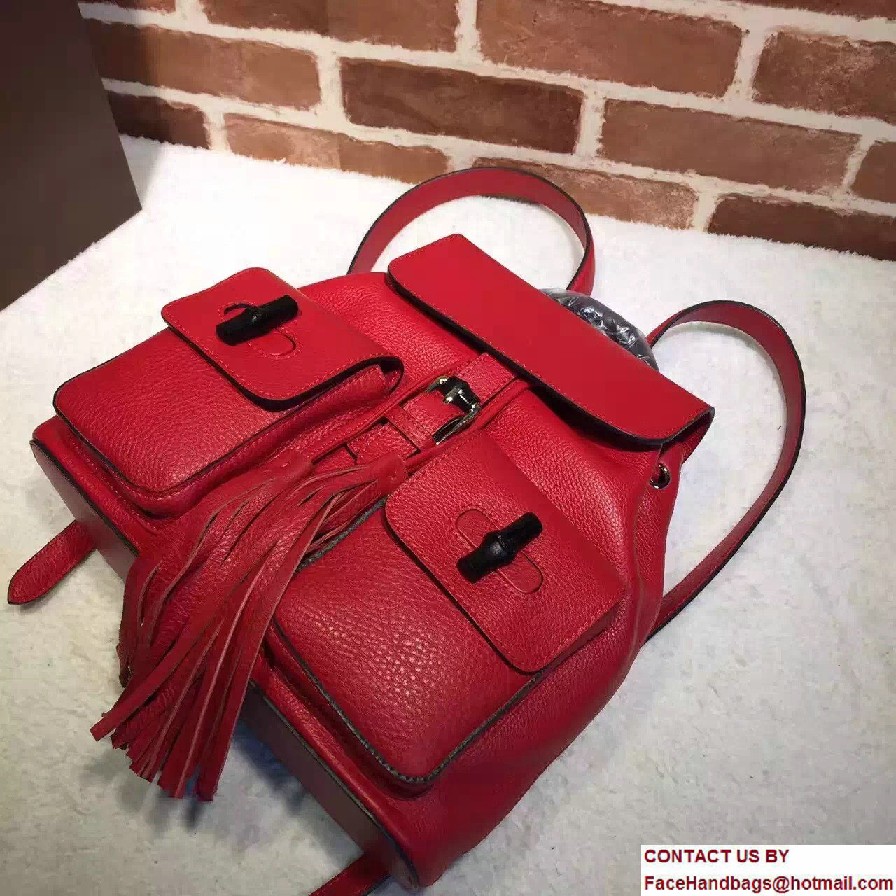 Gucci Bamboo Leather Backpack 370833 Red