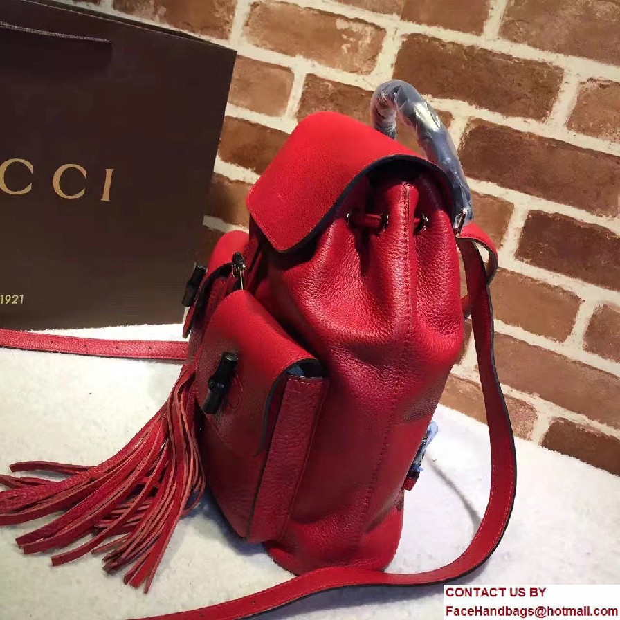 Gucci Bamboo Leather Backpack 370833 Red