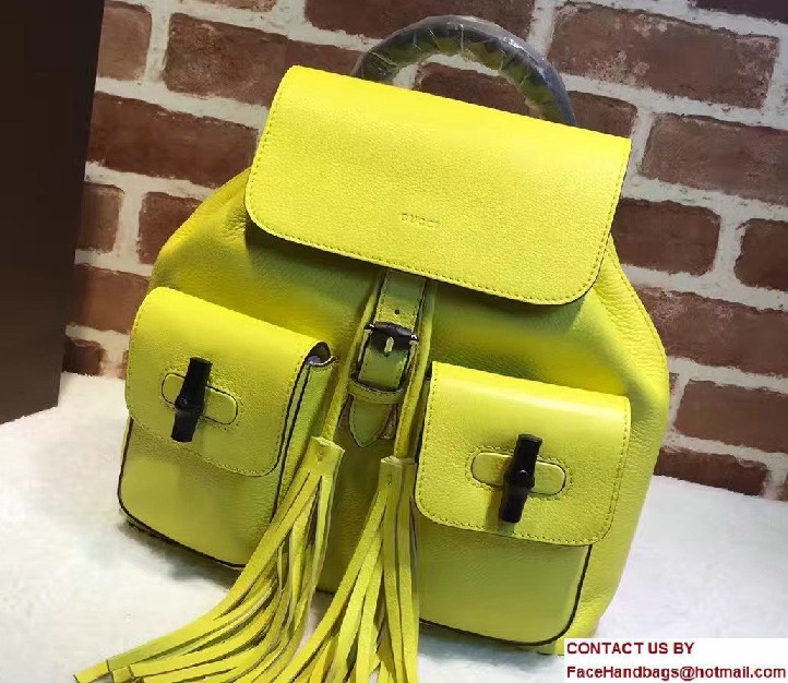 Gucci Bamboo Leather Backpack 370833 Yellow