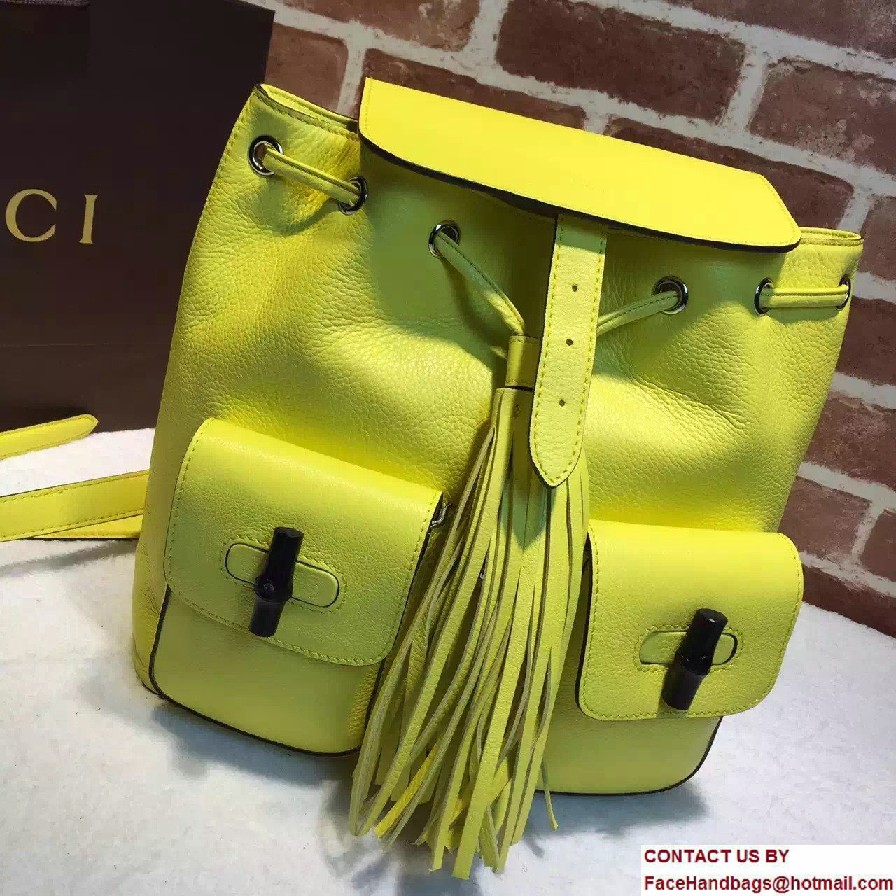 Gucci Bamboo Leather Backpack 370833 Yellow