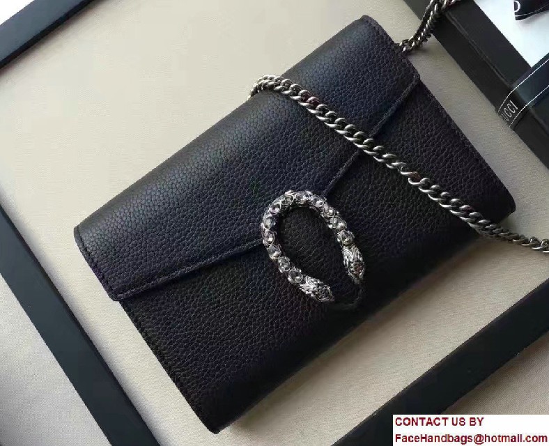 Gucci Dionysus Leather Mini Chain Wallet Bag 401231 Black 2017