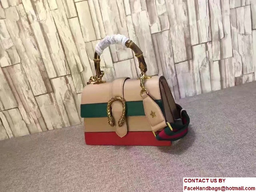 Gucci Dionysus Leather Top Handle Medium Bag 448075 beige/Green/Red 2016